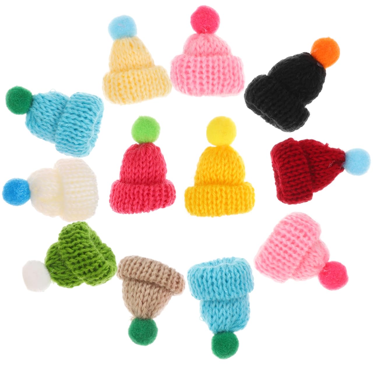 SUPVOX 55pcs Diy Mini Knitting Hats for Crafts, Cute Handmade Woolen Yarn Hat Decorations for Kids, Girls, Home Decor, School Projects (Assorted Colors)