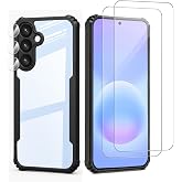 CWEUOA for Samsung Galaxy A57 Case, with 2 Tempered Glass Screen Protector and Camera Protection, Shockproof Phone Case 6.7" Black