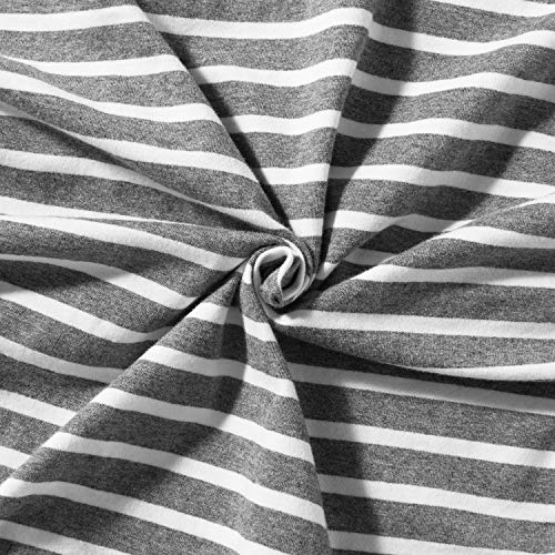 Striped Maternity Dress Short Sleeve Bodycon Ruched Side Knee Length Dress Dark Grey with White Stripe XL - Thumbnail 6