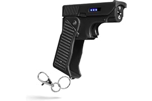 Guard Dog Security Shot in The Dark Stun Gun for Self Defense, Pistol-Style, Folding Stun Gun Flashlight, Keychain, USB-C Rechargeable, Rubber Grip, Battery Indicator
