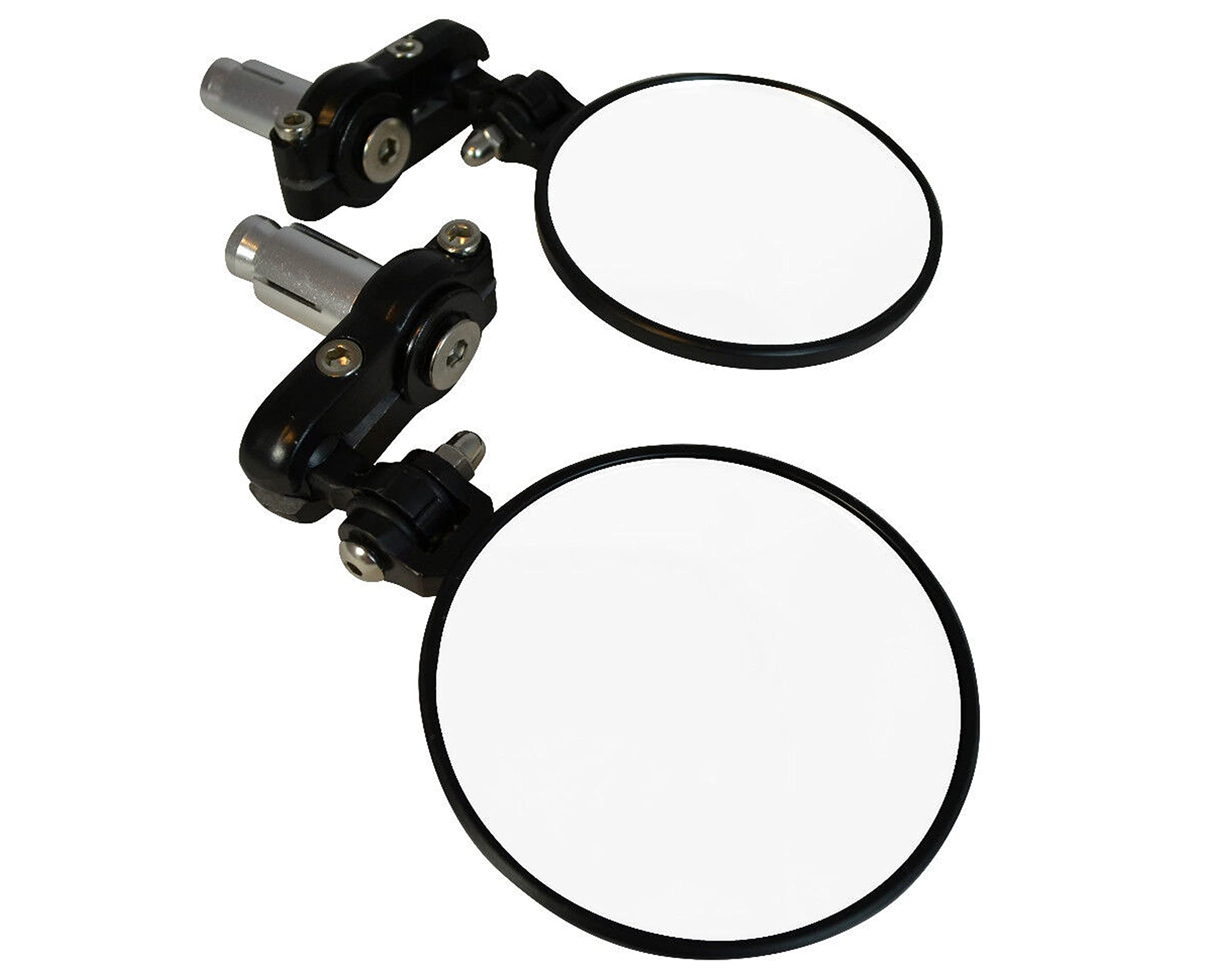 Motorcycle Motorbike Bar End Mirror Universal Alloy for 22mm 7/8 inch Hollow Handlebars Black Scooter Bike Rear View Side 360 Degree Rotation Easy Fit