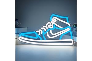 JianJung Sneaker Neon Sign Sports Shoe Neon Signs for Wall Dimmable LED Boys Neon Lights for Bedroom Man Cave Home Party Neon Bar Sign Shoes Light up Signs Wall Decor(Ice Bule)