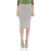 ESTEEZ Women's Lightweight Cotton Spandex Knee-Length Pencil Skirt - Modest, Comfortable, Everyday Wear