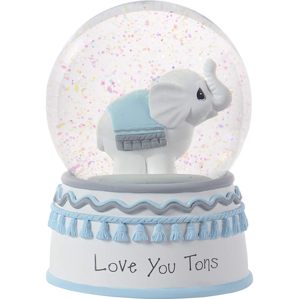 Precious Moments Love You Tons Resin/Glass Elephant Musical Snow Globe, Blue