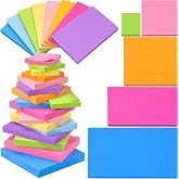 Thenshop 40 Pads Variety Size Sticky Notes Assorted Sizes Self Stick Notes | Bright 8 Colors Set, Adhesive Different Size Sticky Pad Pack for Home Office Notebook School Post Memos