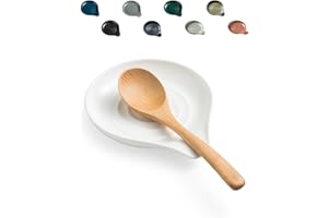 LAUCHUH Spoon Rest for Kitchen Countertop Porcelain Spoon Holder for Stove Top Large Holder for Spatula, Spoons or Tongs, Farmhouse Decor, Mother's Day Gifts, White