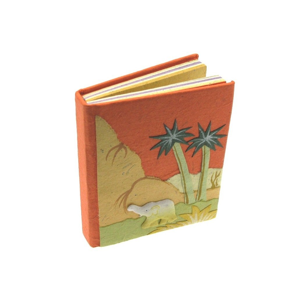 Elephant Dung Notebook | Orange | 60 Unlined Recycled Coloured Paper Pages | 10.5cm x 9cm | Genuine Elephant Poo | Fair Trade and Handmade | Journal Alternative for Men and Women