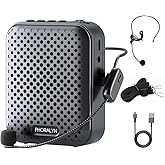 Voice Amplifier for Teachers with 2 Microphones, Portable Voice Amplifier with Headset Microphone, Personal Mini Voice Amplifier for Tour Guides Classroom Speaking Meetings Yoga (Dark Black)