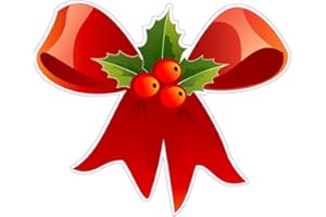 NOSTALGIA DECALS Christmas Red Bow with Mistletoe Wall Decor 15" x 13" Decal