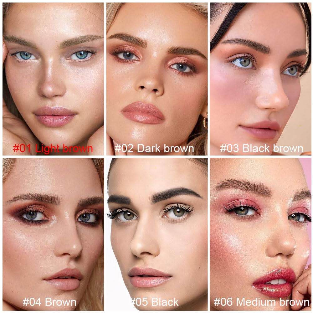 Light Brown Microblading Eyebrow Pen,2-in-1 Magic Eyebrow Pencil with Brow Brush,Eyebrow Contouring Pen,Magical Precise Waterproof Brow Pen,lapiz de cejas 3d Eye Brow Pencils for Women,01