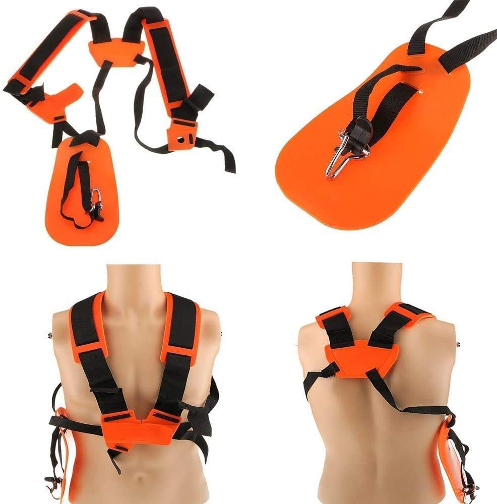 Brush Cutter Trimmer Shoulder Strap, Comfort Nylon Belt Lawn Mower Padded Strap Harness for Trimmers Strimmers Garden Brush Cutter Lawn Mower (Orange) - Image 3