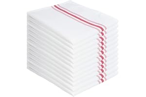 ARKWRIGHT LLC Arkwright Bistro Dinner Cloth Napkins - (Pack of 12) Absorbent, Soft, and Washable Professional Restaurant Quality Table Linen with French Stripes, 18 x 22 in, Red