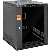 Tecmojo 12U Wall Mount Rack with Thermostat, 17.7inch Depth Enclosed Server Cabinet with 2 Cooling Fans,Lockable Door & Hardware,12U Rack for 19inch Equipments,Glass Door