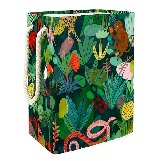 Tropical Jungle Animals Rectangular Laundry Baskets