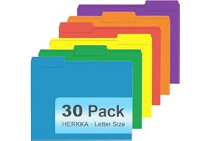 File Folder, HERKKA 30 Pack 1/3 Cut Tab File Folders, Colored File Folders Designed for Office and Classroom Use, Letter Size, Assorted 6 Colors