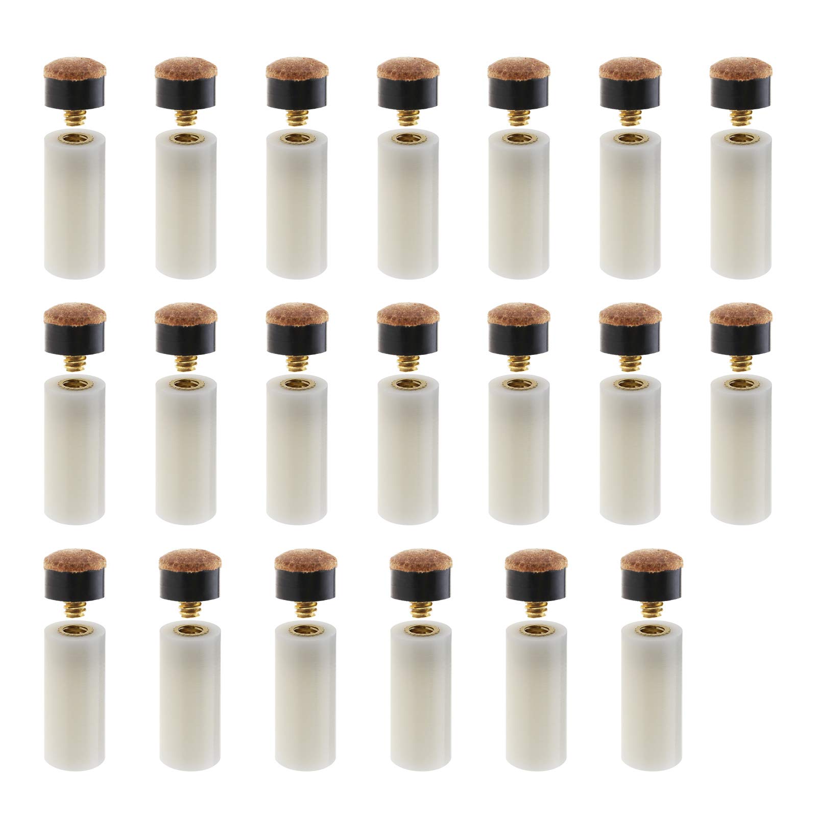 YINETTECH 20 Kits 11mm Screw-on Billiard Cue Tips with Screw-in Pool Cue Stick Ferrules Snooker Replacement Accessories Home Supplies