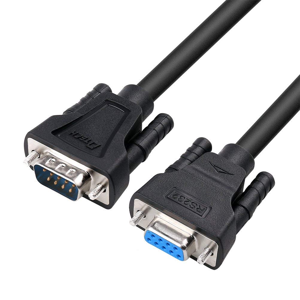 DTECH DB9 9 Pin Serial Cable 1.5ft Male to Female RS232 Straight Through（0.5m, Black）