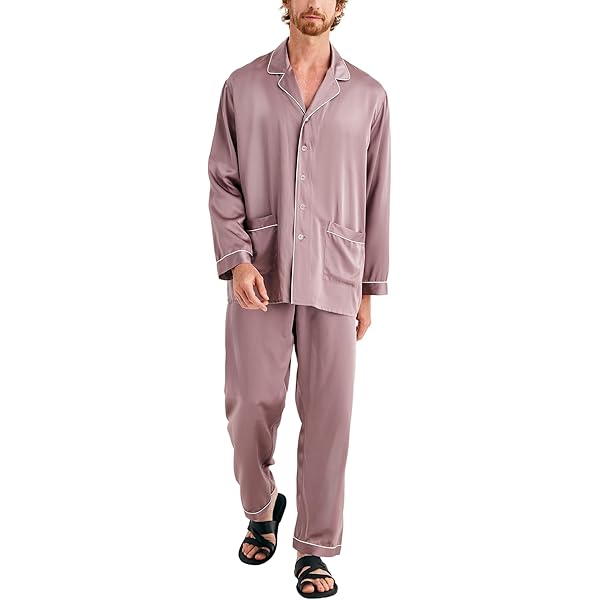 Pj Pants Men's Silk Pajama Set Lounge Wear Male Sleeping Full