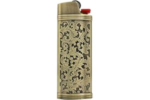 Lucklybestseller Metal Lighter Case Cover Holder Vintage Floral Stamped for BIC Full Size Lighter J6
