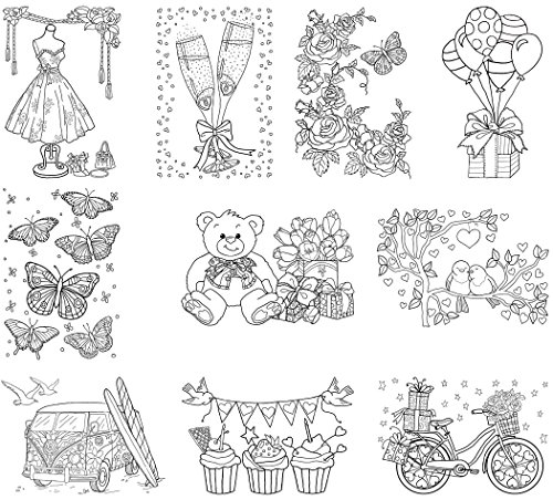 Adult Coloring Greeting Cards for Birthday, Anniversary and Every Occasions | Set of 10 Cards to Color and Send | Envelopes Included | Set A/White by Art-Eclect