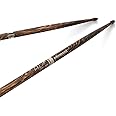 ProMark Drum Sticks - Larnell Lewis Signature FireGrain 5AB Drumstick - Drum Sticks Set - Large Round Wood Tip - Hickory with Lacquer Finish - 1 Pair