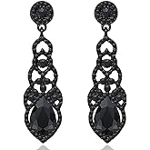 TRWWELL Vintage Rhinestone Wedding Bridal Teardrop Dangle Earrings Fancy Crystal Chandelier Drop Earrings for Women Brides