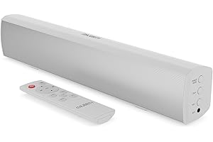 Majority 15 Inch White Soundbar for TV, Bluetooth Sound Bar 50 Watts, Home Audio Speaker, Small PC Soundbar Speaker | AUX, RCA, Optical, USB | Gaming, Music, Movies | Bowfell