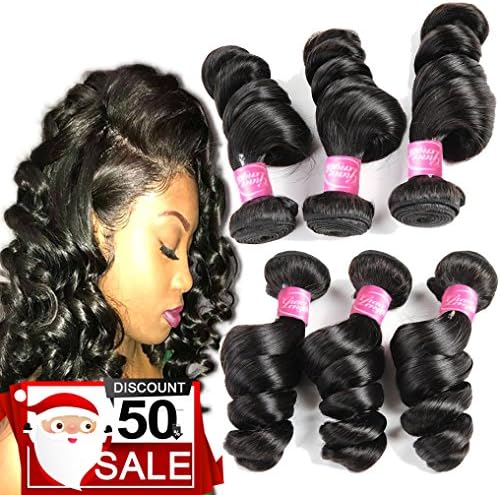 3 Bundles of Brazilian Hair Loose Wave Remy Human Hair 20 22 24 Inches 300grams Grade 8A Wet and Wavy Virgin Human Hair Weave Extensions Natural Black Color