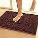 Vdomus Non-Slip Microfiber Shag Bathroom Mat, 20 x 32-Inches, Brown