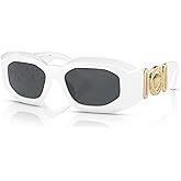 Versace VE 4425U 314/87 Irregular Plastic White Sunglasses with Dark Grey Solid Color Lens
