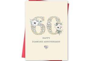 60th Anniversary Card,60th Anniversary Decorations,60 Year Wedding Anniversary Card Gift,Happy Diamond Anniversary,8x5.3 Inch