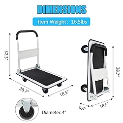 LEADALLWAY Foldable Push Cart Platform Cart 330lbs