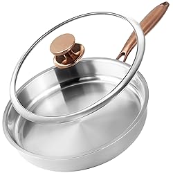 Bakpoco Tri-Ply Stainless Steel Pan with Lid, 12