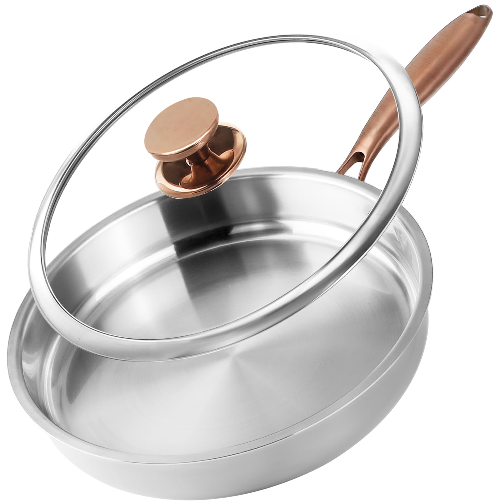 Bakpoco Tri-Ply Stainless Steel Pan with Lid, 12