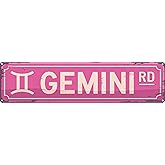 Gemini Rd Funny Rustic Astrology Lovers Constellation Pink Wall Metal Tin Signs Decor 4x16 in