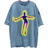 Aelfric Eden Men's Oversized Distorted Portrait Print Tee Shirts Unisex Aesthetic Casual Short Sleeve Streetwear