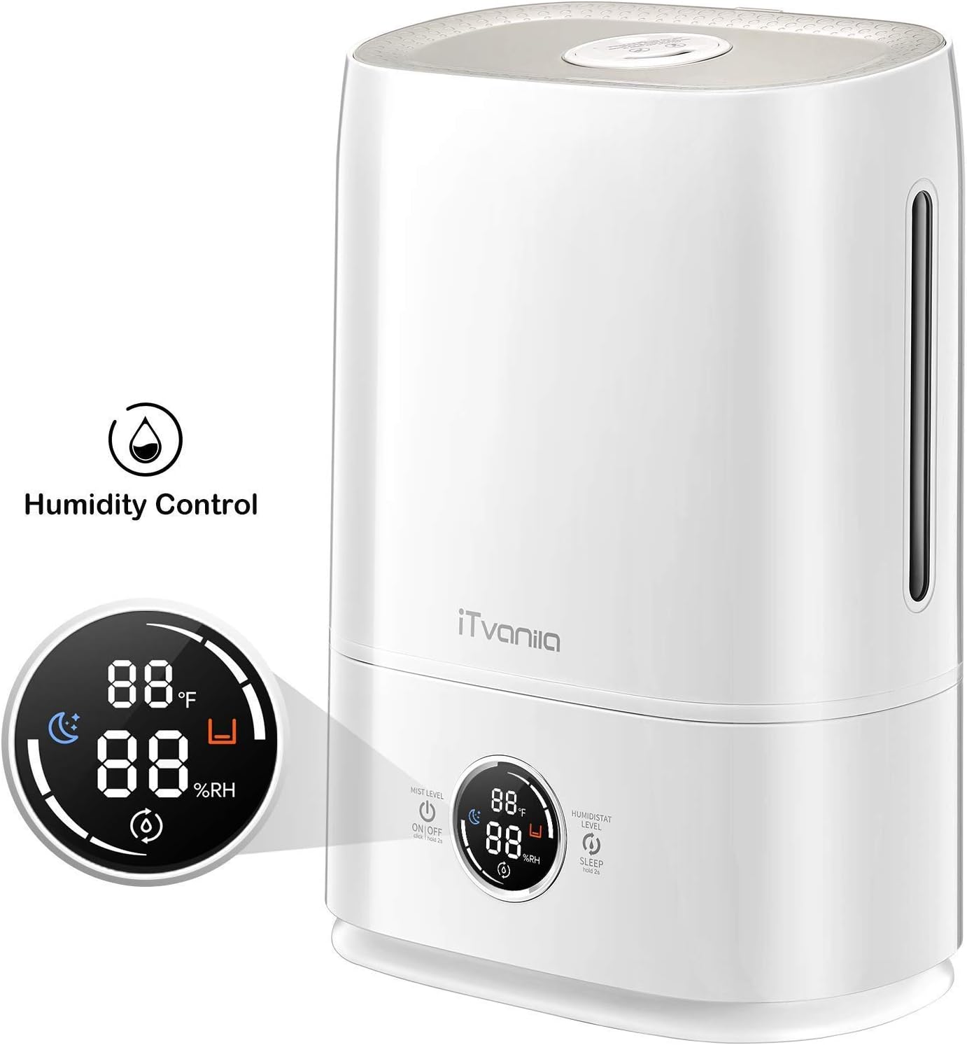 iTvanila Cool Mist Humidifier & Essential Oil Diffuser, 5L Automatic Humidity Keeping Humidifiers for Large Bedroom Baby, Whisper-Quiet Touch Operation (X3)