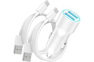 MATSUSHO USB Car Charger for iPhone 16, 4.8A Fast Charging Dual USB Cigarette Lighter Adapter with 3FT USB to USB C Car Carplay Charging Cable Cord for iPhone 16/16 Plus/16 Pro/16 Pro Max/15/15 Pro/15 Pro Max