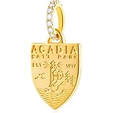 Acadia National Park Shield Dangle Charms, fit Pandora Travel Bracelet/Necklace, 925 Sterling Silver Lighthouse Maine Pendant Bead, Gift for Sister/USA Souvenir/Aunt