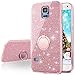 Galaxy S5 Case,Silverback Girls Bling Glitter Sparkle Cute Phone Case with 360 Rotating Ring Stand, Soft TPU Outer Cover + Hard PC Inner Shell Skin for Samsung Galaxy S5 -Rose Gold