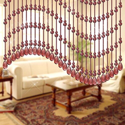 BaDou Crystal Glass Gourd Shaped Beads String Tassel Window Curtain ,Wedding Divider Panel Room Decor for Luxury Living Bedroom Window Door Wall Home Products (Coffe)