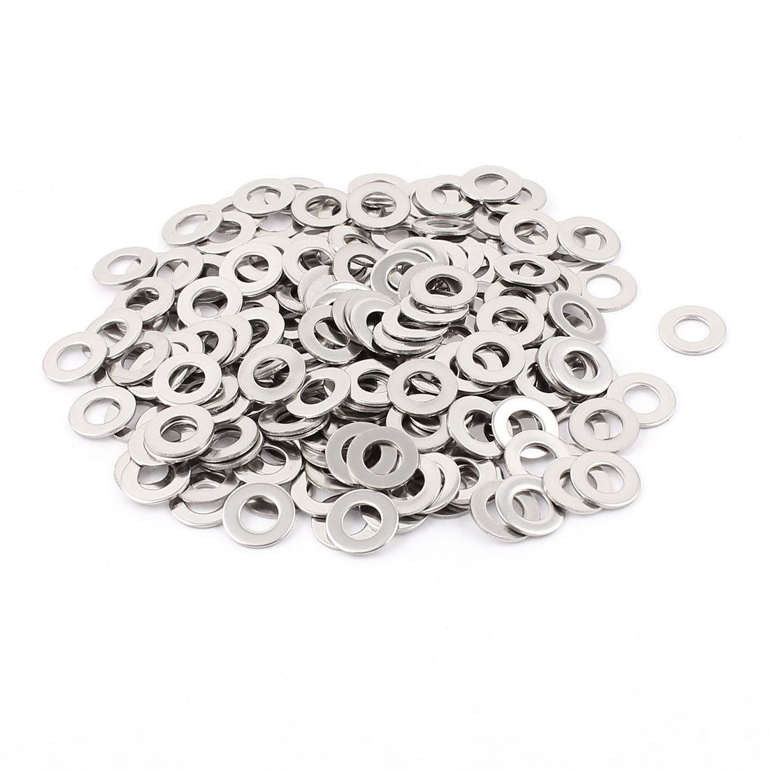Sourcingmap 200pcs 304 Stainless Steel M6 Plain Flat Washers Spacer Silver Tone