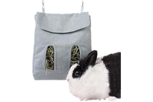 ABLAZEZAI Rabbit Hay Feeder Bag, Guinea Pig Hay Feeder Storage,Sack Hay Bag Feeding Storage for Chinchilla Hamsters Rabbit Guinea Pig Small Animals (L, Blue)