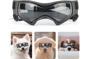 PEDOMUS Dog Goggles Small Dog Sunglasses Medium Adjustable Strap for UV Sunglasses Waterproof Protection for Small Medium Dog (Cool Black)