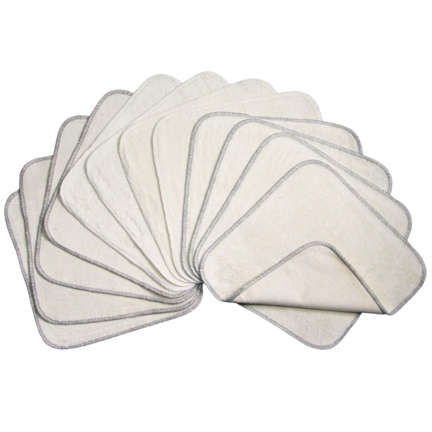 avo + cado Double Layer Flannel Washcloths with Terry Cloth - Pack of 12 - Reusable Baby Washcloths to Replace Wet Wipes - Small Washable Mini Cotton Towels (Colour: Grey)