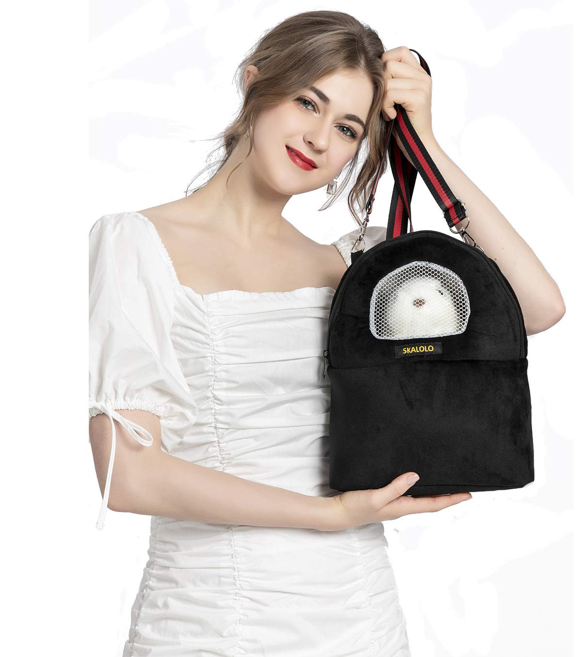 Pet Carrier Bag, 2020 Upgraded Hamster Carrier Super Soft Coral Fleece Pet Sling Carrier Portable Outgoing Travel Bag with Adjustable Shoulder Strap and Breathable Mesh for Sugar Glider Squirrel Etc