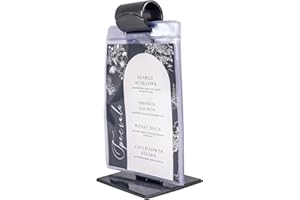 Risch Menu Flip Roll Stand, Plastic Acrylic Tabletop Holder Includes (6) 4 ½” x 6 ½” Double-Sided Clear Pocket Sheets Included, 8-Gauge Vinyl, Signs for Bar and Restaurant Table Display, 12 Pcs
