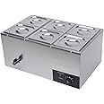 Countertop Steam Table Food Warmer Stainless Steel Commercial Buffet Warmer 6-Pan 600W Portable Electric Food Warmer Steam Table 19.2Qt(18L) for Restaurants, Catering, Buffets