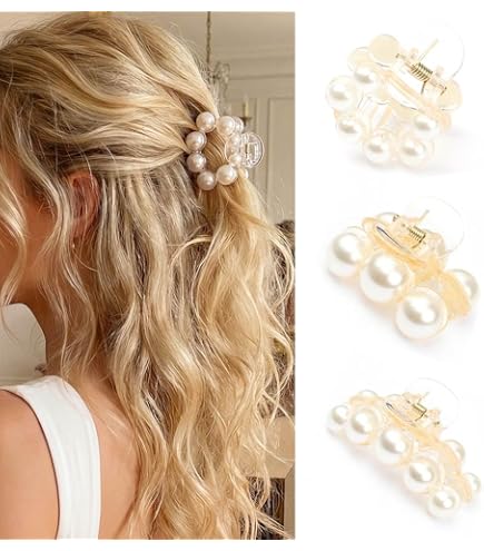 Amazon.com : 3 Pcs Pearl Hair Clips Small Hair Clips Pearl  display picture 2