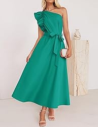 ZESICA Women's 2025 Summer One Shoulder Ruffle